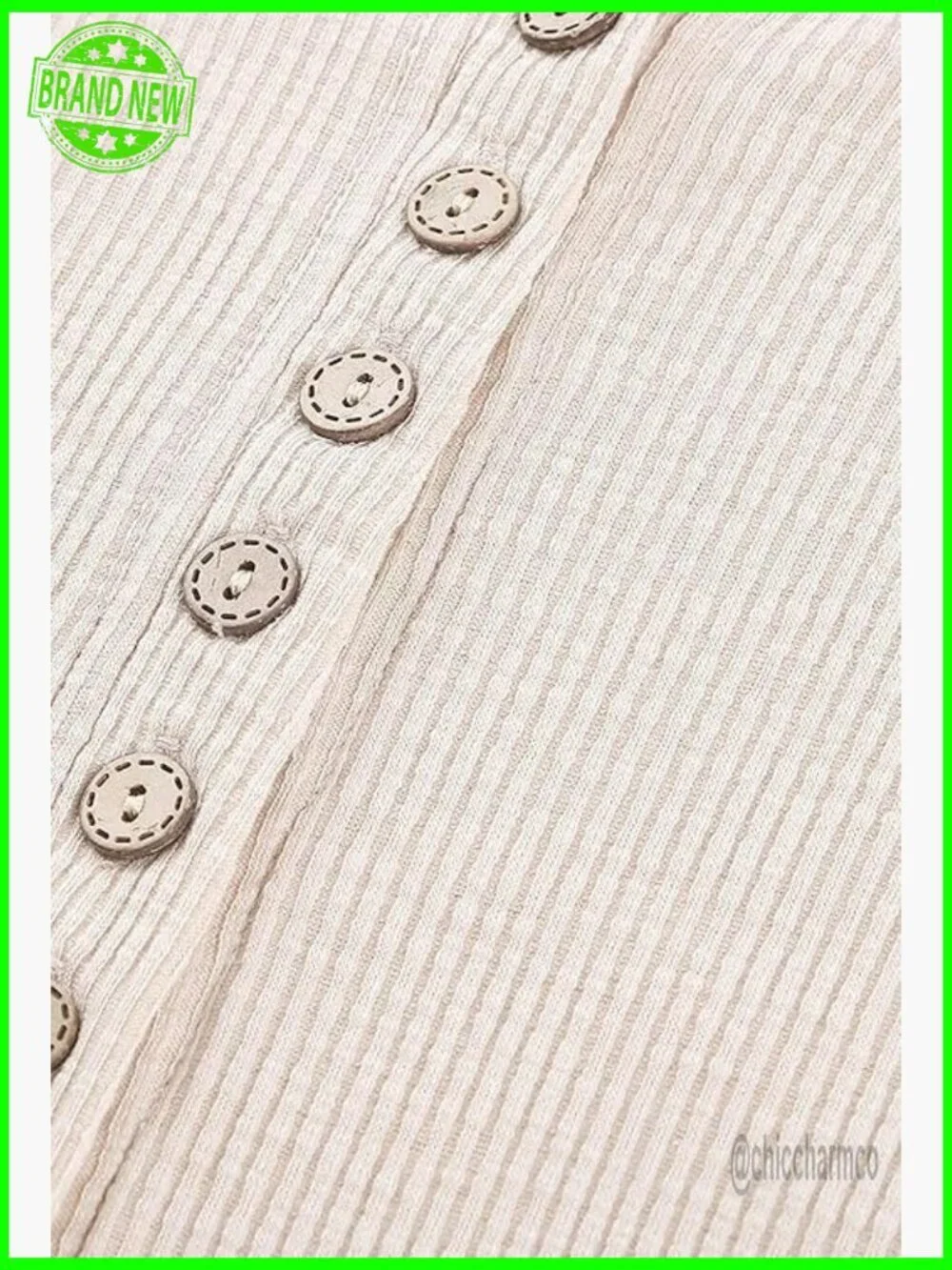 Women Long Sleeve V Neck Lace Button Shirt Top - Picture 6 of 7